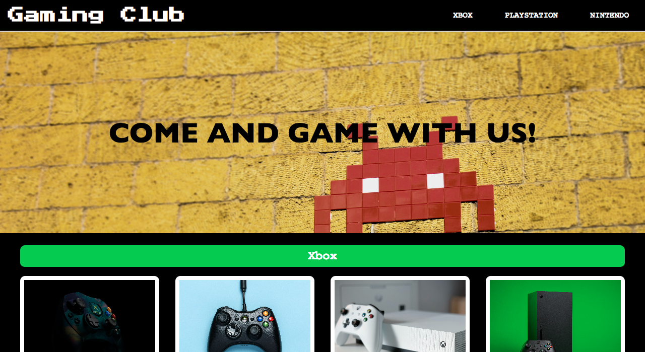 Gaming Club Landing Page